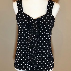 White House Black Market polka dot, ruffle shell